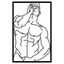 Wallity Muscle Male Posture Escultura de Pared en Negro